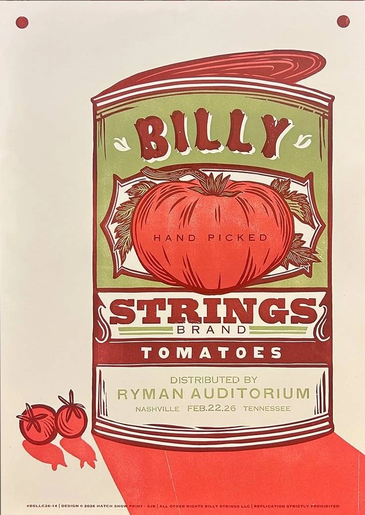 Billy Strings Nashville 26 Hatch Show Print | BSLLC-26-14