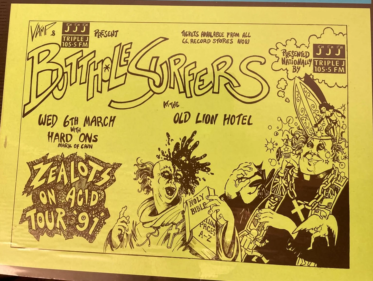 Butthole Surfers Adelaide 91 Unknown | Yellow Edition | PosterDrops