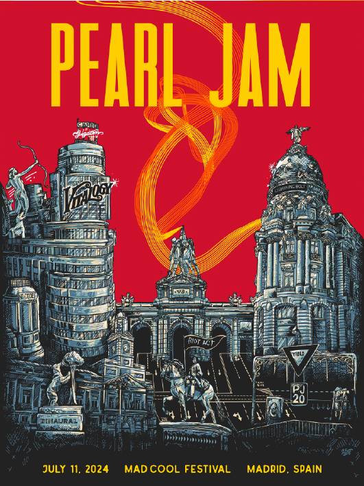 Pearl Jam Mad Cool Festival Madrid 24 Villian | Red | PosterDrops.com