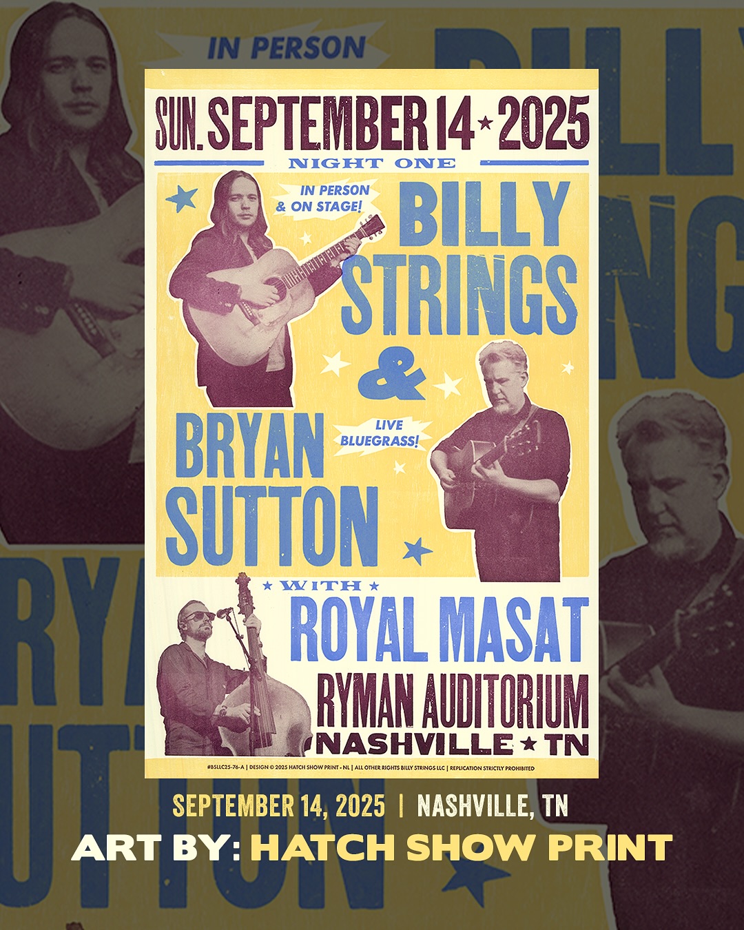 Billy Strings and Bryan Sutton N1 Nashville 25 Hatch Show Print | BSLLC ...