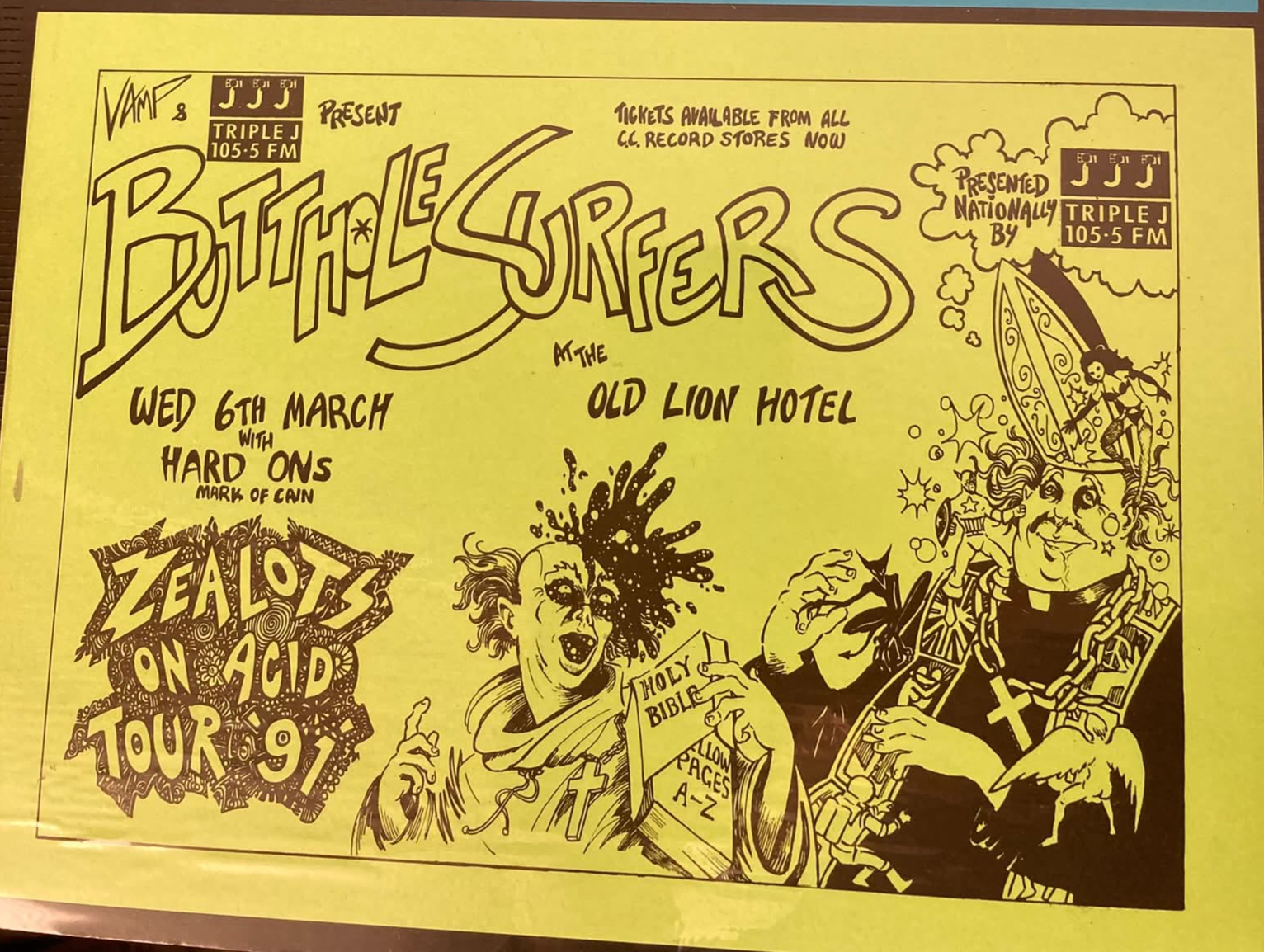 Butthole Surfers Adelaide 91 Unknown | Yellow Edition | PosterDrops